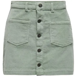 ONLY Damen Cordrock ONLAmazing Mini-Rock mit sichtbarer Knopfleiste 15182080 Lily Pad S