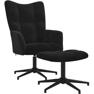 vidaXL Relaxsessel mit Hocker Schwarz Samt