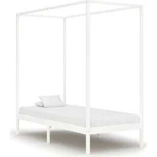 vidaXL Himmelbett Gestell Weiß Massivholz Kiefer 100 x 200 cm - Bettgestell - Bettgestelle - Bettrahmen - Einzelbett - Weiß