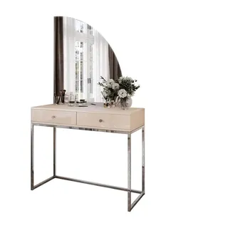 lookway Schminktisch Quinnie Kaschmir mit LED-Spiegel Chrom rechts silber Griff