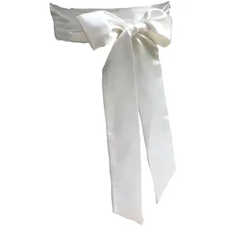 Eyrie AIMECHA Satin-Schärpe für Brautkleid, Hochzeit, Brautjungfer, Gürtel, 5,1 cm breit, doppelseitig - Weiß - Medium