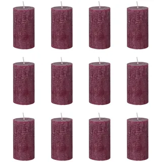 Butlers Stumpenkerze (12er Set) Rustic , Bordeaux , Paraffin , 13 cm , Dekoration, Kerzen & Kerzenhalter, Stumpenkerzen