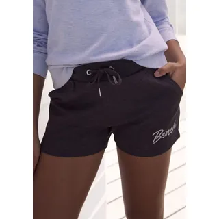 Relaxshorts BENCH. LOUNGEWEAR, Damen, Gr. 40/42, N-Gr, grau (anthrazit meliert), Interlock, Graumeliert (Obermaterial): 54% Baumwolle, 46% Polyester, bestickt, meliert, unifarben, Basic, Basic kurz, Hosen Relaxshorts, mit kleiner glänzenden Logostickerei, Loungewear