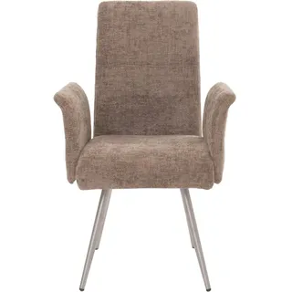 MCW Esszimmer-Set G55 2er-Set Stuhl mit Armlehne+Sitzbank 160cm 3-teilig Stoff Chenille Braun