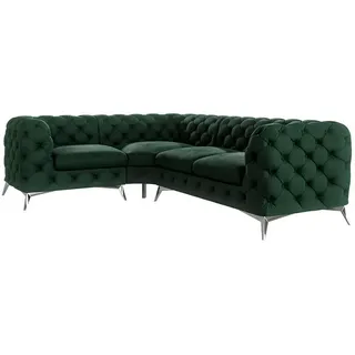 S-Style Ecksofa Chesterfield Laura Flasche Grün Samt, Ottomane Links , Smaragdgrün , Textil , Echtholz,Buche, Birke , Füllung: Polyetherschaumkern,Polyetherschaumkern , Eckteil, L-Form, Ottomane links,L-Form , 264x204 cm , Blauer Engel, FSC Mix, Oeko-Tex®, Hergestellt in Europa , Wohnzimmer, Sofas & Couches, Wohnlandschaften, Ecksofas