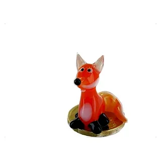 Fuchs Mini Rot Orange - Miniaturfigur aus Glas - Deko Setzkasten Vitrine