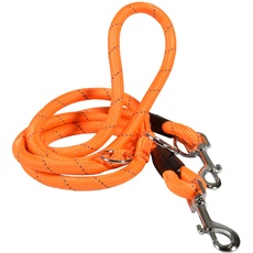 Bobby Walk – Schlauchförmige Hundeleine, Trainingshundeleine mit Karabiner, strapazierfähiges Nylon, 3 Längen, Orange, 189 x 1,2 cm