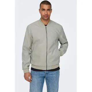 Only & Sons Blouson Jacke Velours Design mit Bandkragen Größe: L - Grau - L