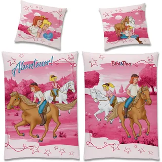 Bibi und Tina Abenteuer Bettwäsche Biber / Flanell - Rosa