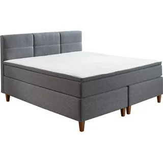 Boxspringbett Kenora grau 7-Zonen TFK mit Topper 180x200 - Grau