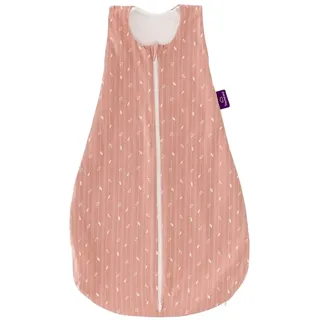 GOTS Schlafsack LIEBMICH, Design Blätter rosa, Größe 70 - kontrollierte und zertifizierte Herstellungskette nach weltweit anerkannten Richtlinien