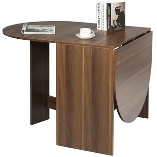 COSTWAY Esstisch klappbar, Küchentisch aus Holz, Esszimmertisch für 4-7 Personen, Klapptisch bis 60 kg belastbar, für kleine Räume, 163x80x75cm Kaffee - Braun