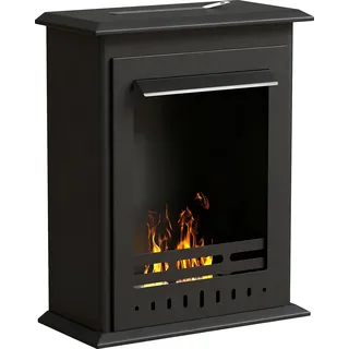 HOMCOM Bioethanol Kaminofen Freistehend Ethanol Kamin 3 Std. Brenndauer Indoor Rauchfrei 0,9 L Standkamin Stahl Schwarz 56 x 27 x 60 cm - Schwarz