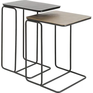Kare Design Beistelltisch Diego (2/Set), Bronze/Messing, Beistelltisch, Nachttisch, Stahlgestell, Aluminium Nutzfläche, 46x31x62 cm (H/B/T)