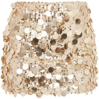 Glitzer Pailletten Rock Damen - Champagner Goldener Mini Rock mit Fransen für Bauchtanz, Festival, Karneval & Rave Outfit - Verstellbares Hüfttuch Paillettenrock Tanzkleid