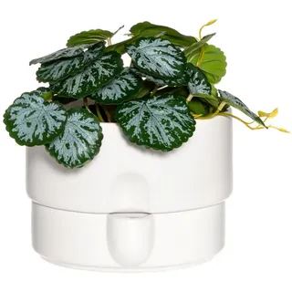 Blumentopf mit Bewässerungssystem Ø 19 cm , Weiß , Keramik , 13.5 cm , Dekoration, Blumen & Blumentöpfe, Übertöpfe