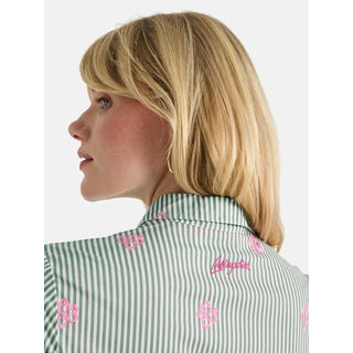 Hemdblusenkleid LIEBLINGSSTÜCK "RolaL", Damen, Gr. 40, N-Gr, garden grün, Web, Obermaterial: 100% Baumwolle, bedruckt, gestreift, Midi, Ärmel mit Ärmelschlitz, Kleider Hemdblusenkleid, in Midi-Länge, kontrastfarbene Details