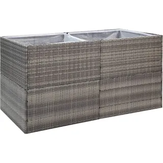 Pflanzkübel Grau 157x80x80 cm Poly Rattan - Grau