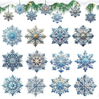 36 Stück Weihnachtsbaum blau Schneeflocke Deko Holz Anhänger Weihnachten Schneeflocken Holzanhänger Weihnachtsdeko Blau Weihnachtsdeko Innen für Weihnachtsdeko Geschenkanhänger Fensterschmuck (D)