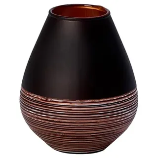Villeroy & Boch Manufacture Swirl Vase Soliflor, 12,2 cm, Kristallglas, Schwarz/Bronze