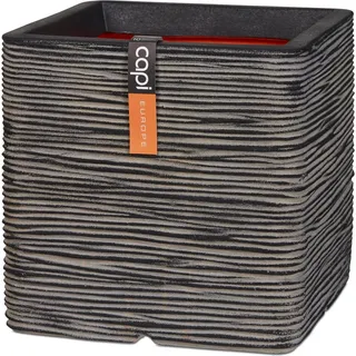 Capi Pflanztopf Nature Rib Quadrat Riffel 40 cm x 40 cm x 40 cm Anthrazit