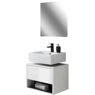 PLACES OF STYLE Badmöbel-Set »Studio Line, Bad im modernen Design, 2-teiliges Badezimmer« 2 Stk. tlg., weiß