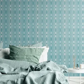 A.S. Création Retro Tapete 70er -Tapete Vintage Grafik Blau Creme Weiß Hellblau - A.S. Création Vliestapete Retro Chic 395342-8,50m x 0,53m - Made in Germany