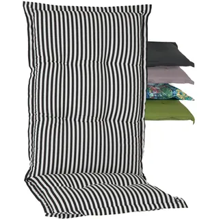 Beo Nizza Gartenstuhlauflagen Hochlehner | Premium-Qualität Made in EU | Hochlehner Auflagen nach Öko-Tex Standard | UV-beständig | Atmungsaktiv | Waschbar | Schadstofffrei | Streifen Schwarz-Weiß