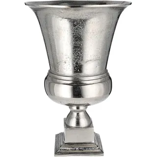 Amphore Silber Vintage-Design | 30x43,5x14,5cm Aluminium | Blumenvase Dekovase Pokalvase Pflanzgefäß Vase