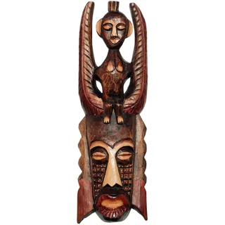 Wogeka - 50 cm Ethno Götzen Wandmaske - in Handarbeit aus Holz geschnitzt Afrika Maske 30
