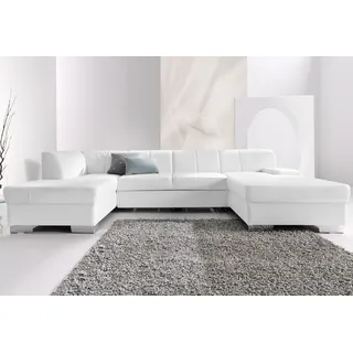 DOMO collection Wohnlandschaft Kunstleder U-Form 304cm Weiß