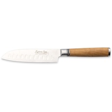 Katana Saya 12 cm Santoku Messer, 67-lagiger VG-10 Damaszenerstahl, Griff aus Olivenholz