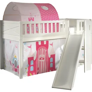Vipack Hochbett Scott 90 x 200 cm Kiefer massiv weiß prinzessin