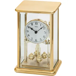 AMS 1211 Tischuhr mit Drehpendel Jahresuhr Drehpendeluhr messing farben golden - Gold