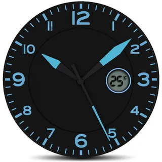 Fishtec Digitale Wanduhr 25 cm  - Schwarz/Blau