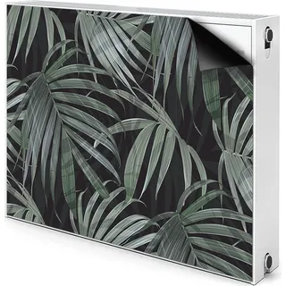 Magnet Heizkörperverkleidung Heizkörper-Abdeckung Heizung Heizkörper 80x60 cm  - Dunkel, monstera - Schwarz