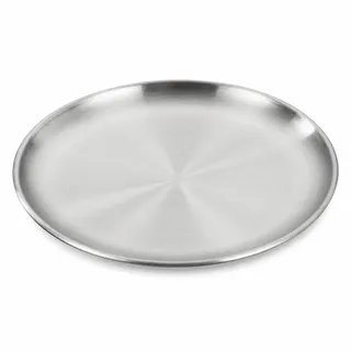 Edelstahl-Teller, runde Form, 14/17/20/23/26 cm Durchmesser, Speiseteller, Metallteller zum Essen, Camping, Grillen, Küche, Frühstück, Mittagessen (26 cm)