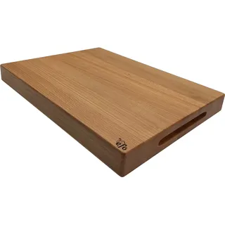 EFO Schneidebrett Holz 40x30x4 cm | Großes Küchenbrett aus Buchenholz | Holzbrett Küche mit praktischen Griffen | Holzschneidebrett für Brot, Fleisch und Gemüse | Langlebiges Servierbrett