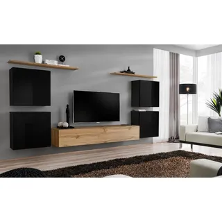Wohnwand Schrank Wandregal Holz Wohnzimmer Möbel TV Ständer Design Sideboard - Braun