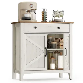 VASAGLE Küchenschrank, Sideboard mit Schubladen, Aufbewahrungsschrank mit Türen, verstellbare Ablage, Landhausstil, für Wohnzimmer Küche, 40x80 x80cm