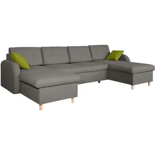 Design Ecksofa U-form Bettfunktion Couch Leder Textil Sofas Schlafsofa Stoff Neu - Grau