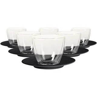 Latte-Macchiato-Glas VILLEROY & BOCH "Café au Lait-Set Manufacture Rock 250 ml 6er Set schwarz", schwarz, 12 tlg., Trinkgefäße, Latte-Macchiato-Glas