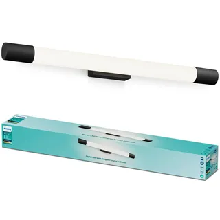 Philips Rover LED Spiegelleuchte rund, ideal geeignet für das Badezimmer, 10 W, 1500 lm, 2700 K, Schwarz, IP44, wasserfest