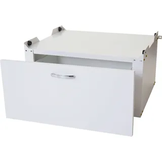 Waschmaschinenunterschrank HWC-E50, Sockel Podest Erhöhung Untergestell, Schublade 33x61x62cm weiß - Weiß