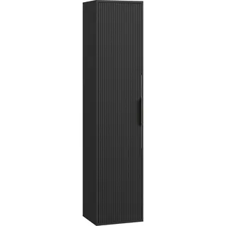 Badplaats Badezimmerschrank Rimini 38 x 33 x 170 cm Schwarz Matt - Hoch Badschrank mit 1 Tür und Soft-Close - Schwarz