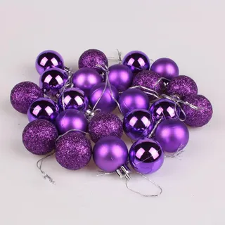HEIBTENY Weihnachtskugeln 24 Stücke ∅ 3CM Glänzend Weihnachtskugeln Plastik Weihnachtsbaumkugeln Für Weihnachtsdeko Mit Aufhängen Christbaumkugeln Christbaumschmuck Set (Lila)