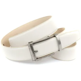 Anthoni Crown Herren Ledergürtel Gürtel, Weiß, 120