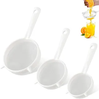 3 Stück Küchensieb Kunststoff,Feines Sieb Mit Griff Für Kefir,Sieb Plastik Mit Sieben In 3 Größen,Sieb Kunststoff,Kunststoffsieb Für Kefir,WeißKunststoff Sieb Für Tee,Kaffee,Früchte,Kefir