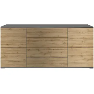 Vladon Sideboard Rova Eiche Evoke , Eiche San Remo, Dunkelbraun , Holzwerkstoff , 166.5x75.5x35 cm , Kleinmöbel, Kommoden, Sideboards