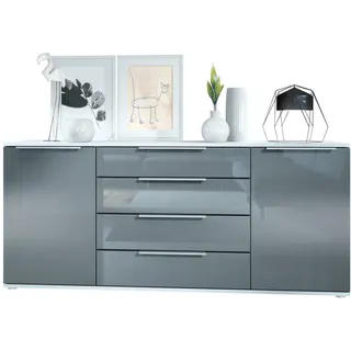 Vladon Sideboard Porto Grau Hochglanz , Holzwerkstoff , 166.5x72.5x35 cm , Kleinmöbel, Kommoden, Sideboards